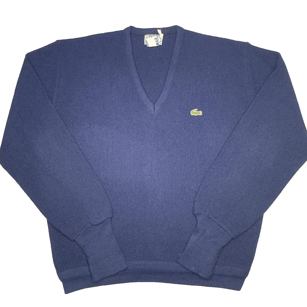 Vintage Izod Lacoste Sweater Mens XL V Neck Pullover Orlon Acrylic 80s Preppy